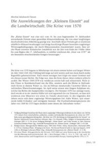 Die Auswirkungen der „Kleinen Eiszeit“ auf die Landwirt- schaft: Die Krise von 1570
