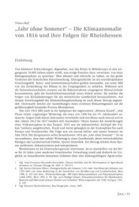 „Jahr ohne Sommer“ – Die Klimaanomalie von 1816 und ihre Folgen für Rheinhessen