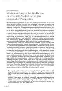 Mediennutzung in der ländlichen Gesellschaft. Medialisierung in historischer Perspektive