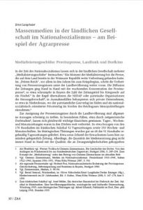 Massenmedien in der ländlichen Gesellschaft im Nationalsozialismus – am Beispiel der Agrarpresse