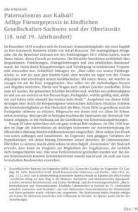 Paternalismus aus Kalkül? Adlige Fürsorgepraxis in ländlichen Gesellschaften Sachsens und der Oberlausitz (18. und 19. Jahrhundert)