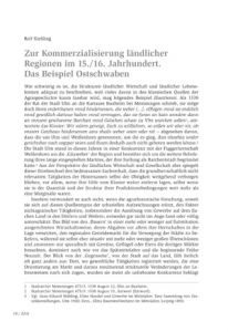 Zur Kommerzialisierung ländlicher Regionen im 15./16. Jahrhundert. Das Beispiel Ostschwaben