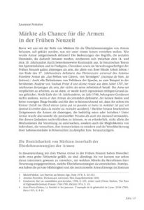 Märkte als Chance für die Armen in der Frühen Neuzeit