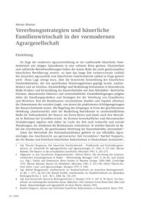 Vererbungsstrategien und bäuerliche Familienwirtschaft in der vormodernen Agrargesellschaft