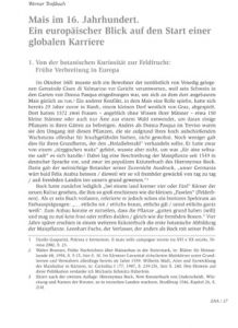 Mais im 16. Jahrhundert. Ein europäischer Blick auf den Start einer globalen Karriere