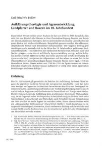 Aufklärungstheologie und Agrarentwicklung. Landpfarrer und Bauern im 18. Jahrhundert