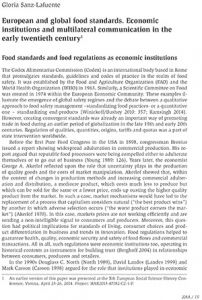 European and global food standards. Economic institutions and multilateral communication in the early twentieth century