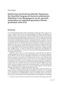 Kultivierung und Zerstörung lebender Organismen. Der bäuerliche Umgang mit chemisch-synthetischen Hilfsstoffen in der Übergangszeit von der agrarisch-industriellen zur industriell-agrarischen Wissensgesellschaft (1945-1975)
