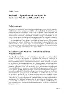Antibiotika, Agrarwirtschaft und Politik in Deutschland im 20. und 21. Jahrhundert