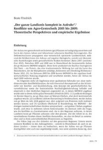 „Der ganze Landkreis komplett in Aufruhr“.1 Konflikte um Agro-Gentechnik 2005 bis 2009: Theoretische Perspektiven und empirische Ergebnisse