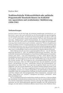 Traditionalistische Widersetzlichkeit oder politische Programmatik? Russlands Bauern im Kräftefeld von Agrarreform und revolutionärer Mobilisierung (1856-1941)