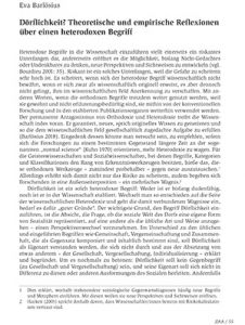 Dörflichkeit? Theoretische und empirische Reflexionen über einen heterodoxen Begriff