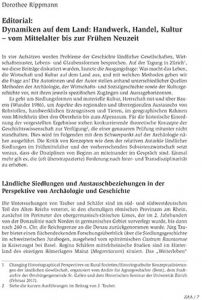 Editorial: Dynamiken auf dem Land: Handwerk, Handel, Kultur – vom Mittelalter bis zur Frühen Neuzeit