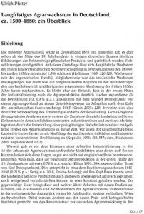 Langfristiges Agrarwachstum in Deutschland, ca. 1500–1880: ein Überblick