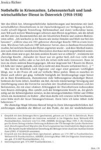 Notbehelfe in Krisenzeiten. Lebensunterhalt und landwirtschaftlicher Dienst in Österreich (1918-1938)