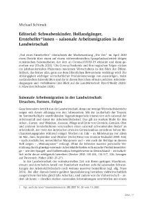Editorial: Schwabenkinder, Hollandgänger, Erntehelfer*innen – saisonale Arbeitsmigration in der Landwirtschaft