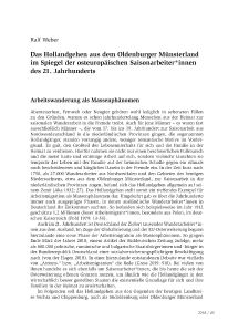 Das Hollandgehen aus dem Oldenburger Münsterland im Spiegel der osteuropäischen Saisonarbeiter*innen des 21. Jahrhunderts