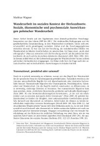 Wanderarbeit im sozialen Kontext der Herkunftsorte. Soziale, ökonomische und psychosoziale Auswirkungen polnischer Wanderarbeit